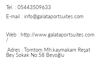 Galata Port Aparts Hotel iletiim bilgileri